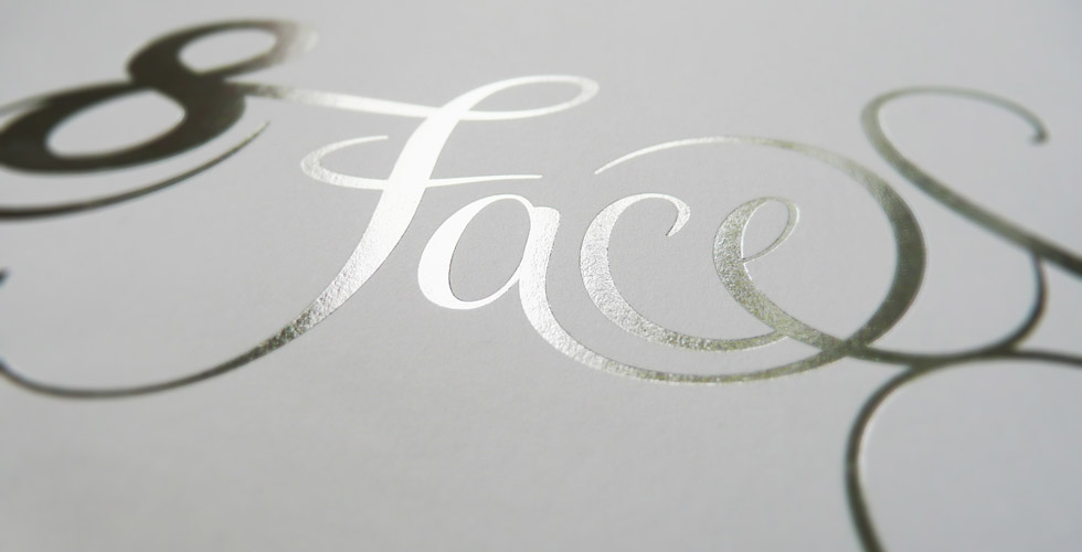 Foil-stamped 8 Faces wordmark from the debut issue (Photo: christophzillgens, Flickr)
