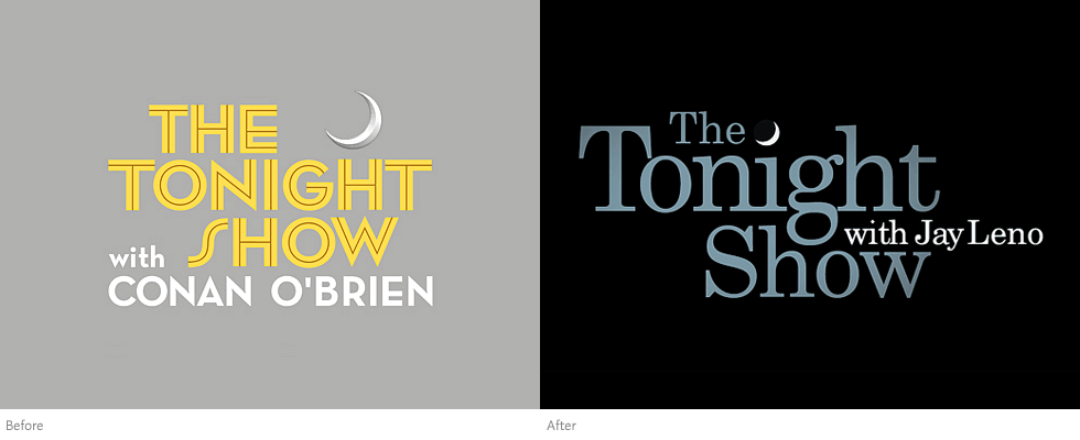 The Tonight Show logos: Conan O‘Brien (left), Jay Leno (right)