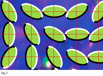 Close up of covering showing outlines and grid