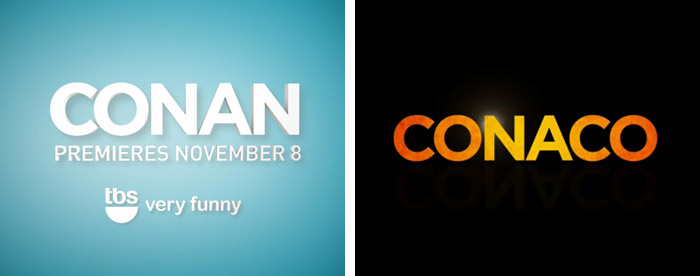 Conan logo spotted in a TBS promotional video (left) with corresponding Conaco logo (right)
