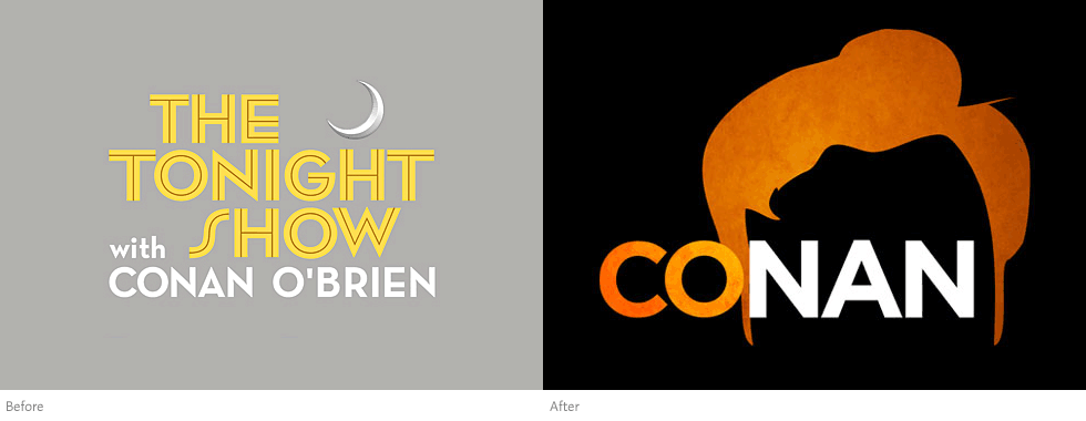 Conan logo, before and after