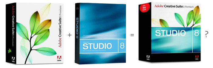 Software mashup: Adobe CS2 bundled with Macromedia Studio 8, 2006