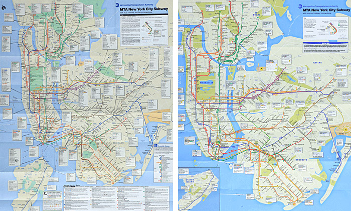 The map’s first major redesign in over a decade: 1998 (left) and 2010 (right)