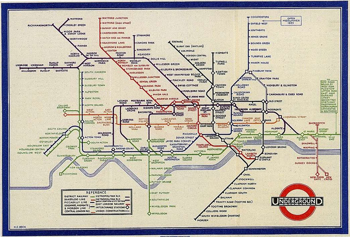 Vignelli drew inspiration from Harry Beck’s 1933 London Underground map