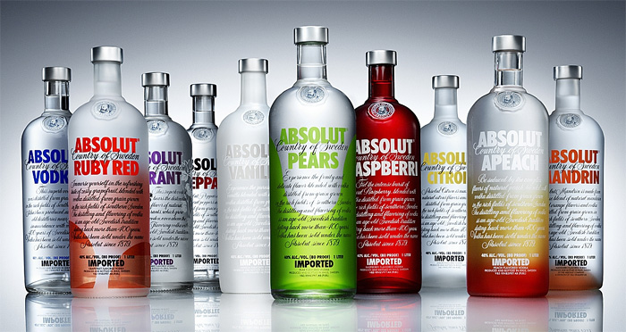 Absolut Flavors: the family of Absolut vodkas.