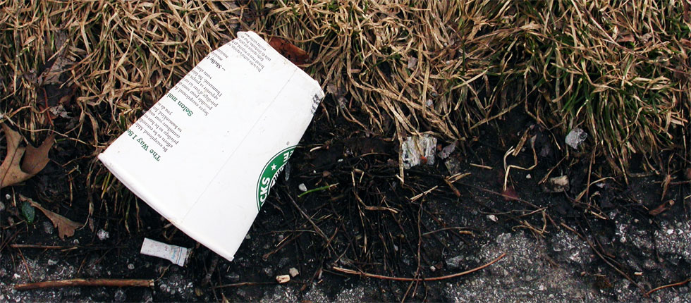 Currently around 3 billion Starbucks coffee cups are sent to landfills annually. This fall a pilot program will test recycling cups at seven stores in New York City. (Photo: Kevin Steele, Flickr)