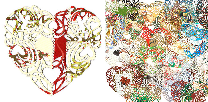 Her 2009 Valentine was made from old Christmas cards. Her 2009 Valentine was made from old Christmas cards.