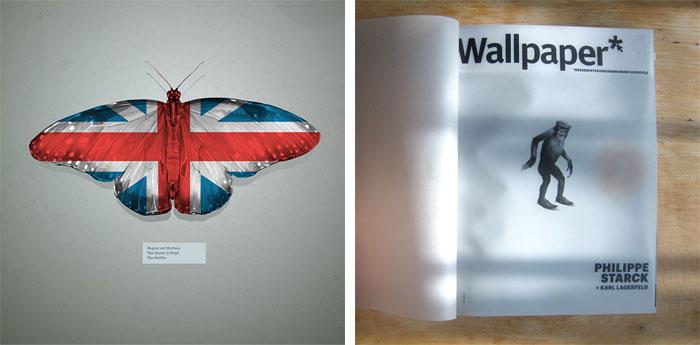 ‘The Queen is Dead’ artwork for Beck’s Music Inspired campaign (left); Wallpaper magazine cover, October 2009 (right)