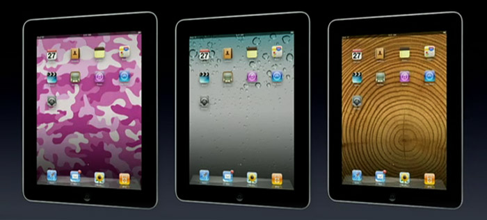 Pink camouflage? The iPad ships with a selection of background images