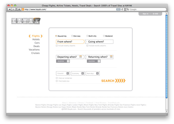 Kayak, website concept Kayak, website concept