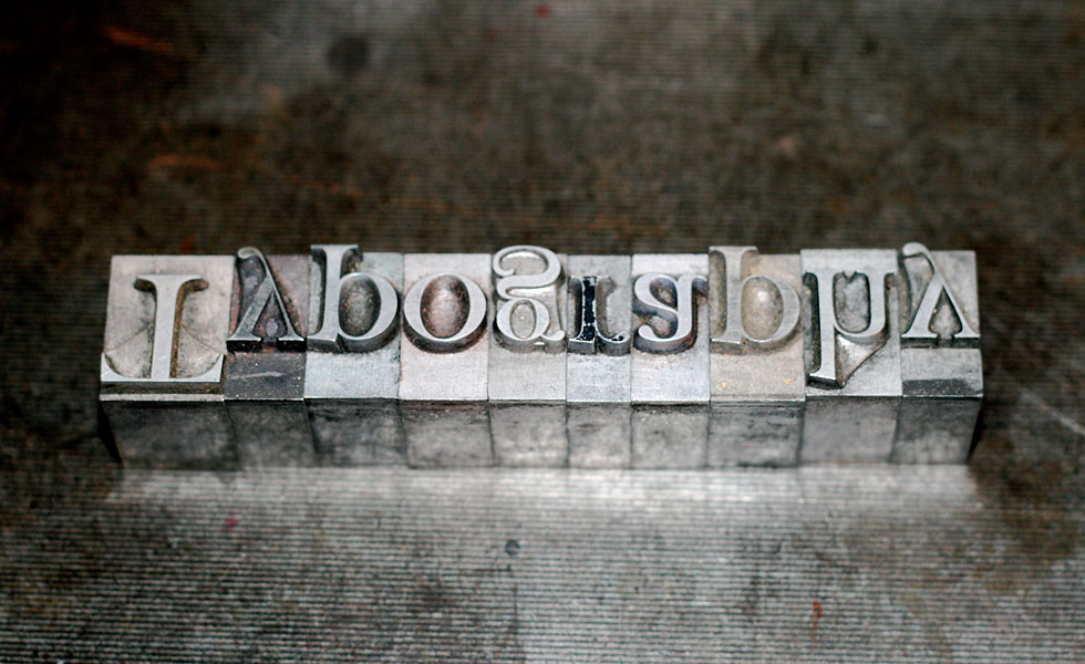 ‘Typography’ in 60pt Fry’s Baskerville ready for printing on a Stanhope press (Photo: fizzkitten, Flickr)