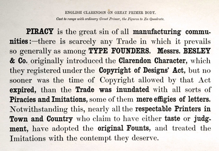 Besley writes "Piracy is the great sin of all manufacturing communities...…"
