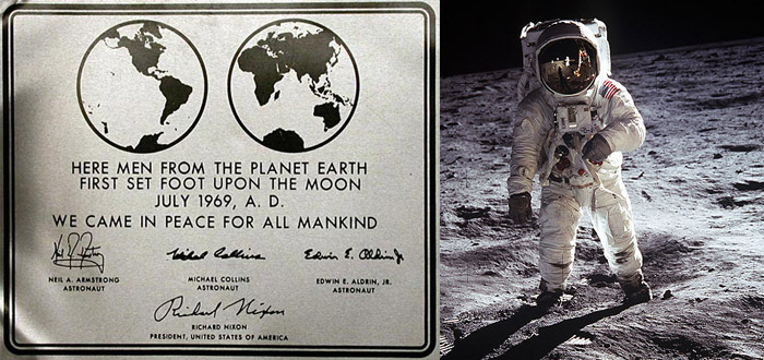Historical plaque on the Apollo 11 lunar module "Eagle" (Photo: NASA)