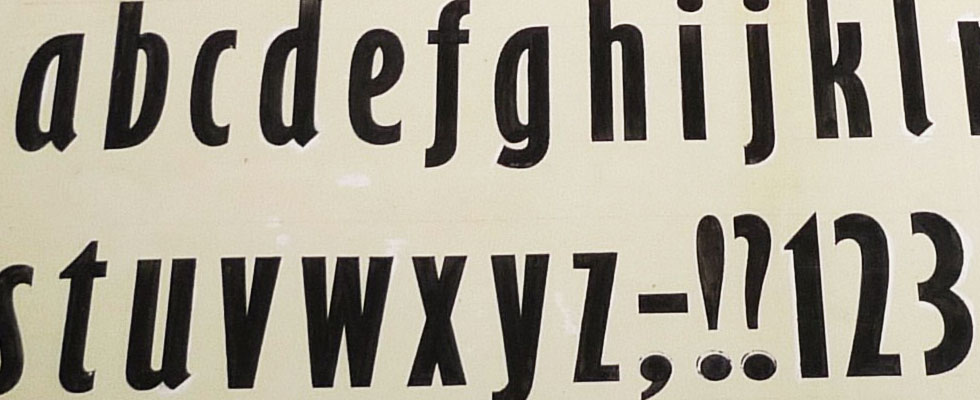 Original sketch of Gill Sans Bold Extra Condensed by Eric Gill for Monotype, April 5th 1937 (Photo: Jon Tangerine, Flickr) Original sketch of Gill Sans Bold Extra Condensed by Eric Gill for Monotype, April 5th 1937 (Photo: Jon Tangerine, Flickr)