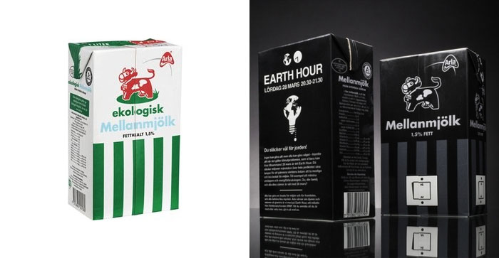 Mellanmjölk cartons, before and after