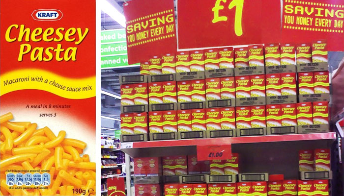 Kraft Cheesey Pasta (left); Cheesey Pasta at a grocery store in Edinburgh, Scotland (Photo: internationaltag.blogspot.com) Kraft Cheesey Pasta (left); Cheesey Pasta at a grocery store in Edinburgh, Scotland (Photo: internationaltag.blogspot.com)