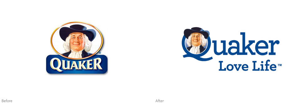 Quaker logo (before and after)