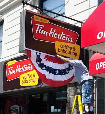 Goodbye Dunkin' Donuts, hello Tim Hortons. Photo by atomische, on Flickr.