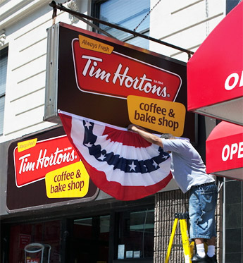 Goodbye Dunkin' Donuts, hello Tim Hortons. Photo by atomische, on Flickr. Goodbye Dunkin' Donuts, hello Tim Hortons. Photo by atomische, on Flickr.