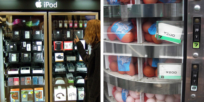 Everything from iPods (Photo: Nesster, Flickr) to eggs (Photo: antjeverena, Flickr) are sold in vending machines today Everything from iPods (Photo: Nesster, Flickr) to eggs (Photo: antjeverena, Flickr) are sold in vending machines today